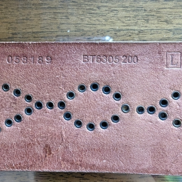 Fossil boho brown leather belt with geometric pattern sz L - Picture 7 of 7